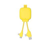 4-in-1 Multi-Connector USB Cable - Universal Charger and External Battery 3000 mAh Recycled Plastic - Xoopar Gamma Lite Yellow