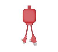 4-in-1 Multi-Connector USB Cable - Universal Charger and External Battery 3000 mAh Recycled Plastic - Xoopar Gamma Lite Red
