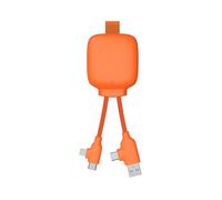 4-in-1 Multi-Connector USB Cable - Universal Charger and External Battery 3000 mAh Recycled Plastic - Xoopar Gamma Lite Orange