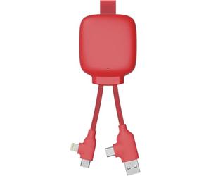 4-in-1 Multi-Connector USB Cable - Universal Charger and External Battery 3000 mAh Recycled Plastic - Xoopar Gamma Lite Red