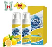 4-in-1 Multi-Enzyme Foam Cleaner, Heavy Duty All Purpose Cleaner Spray, No Rinse Foam Cleaners Multi Purpose for Fabric Sofa, Carpet, Kitchen and Car Interior (2PC)