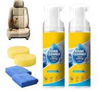 4-In-1 Multi-Enzyme Foam Cleaner, Multi-Purpose Foam Cleaner Kit, Rinse-Free Deep Cleaning Foam Spray with Sponge & Towel, Powerful Stain & Grease Remover for Car Interior, Kitchen, Bathroom (2)