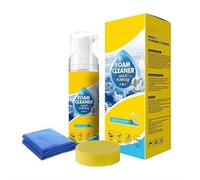 4-In-1 Multi-Enzyme Foam Cleaner, Powerful & Multipurpose Car Interior Cleaner with Microfiber Towel and Sponge, Rinse-Free Spray for Deep Cleaning Leather Seats, Effective Automotive Detail Kit