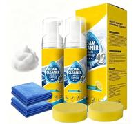4-in-1 Multi-Enzyme Foam Cleaner, Powerful & Multipurpose Car Interior Foam Cleaner, All-Purpose Rinse-Free Foam Cleaner Spray, for Leather, Fabric & Car Seats, for Vehicle Interior & Home Use (2PCS)