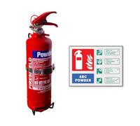 4-In-1 Multi Purpose 1kg Powder Fire Extinguisher with Self Adhesive Powder Sign - FireShield