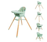 Nuby 4-in-1 Multi-Use High Chair - Convertible Baby to Toddler Seat, Feeding Booster & Youth Stool - Adjustable, Lightweight, Easy to Clean - Grows with Baby, 6+ Months to 3 Years, Up to 60 lbs, Green