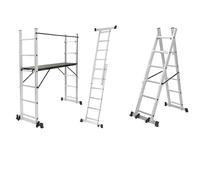 4 in 1 Multifunction Aluminium Ladder with Folding Platform with Wheels
