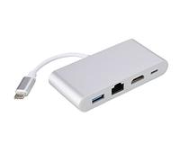 4 - in - 1 Multifunction Type C to USB3.0 + RJ45 + HDMI + PD Converter, Type C Hub Adapter, 4K Video Output with Fast Ethernet and Power Delivery, Portable Aluminum Alloy Design fo