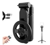 4-in-1 Multifunctional 360° Rotation Magnetic Selfie Stick, Interpretk Extendable Aluminum Alloy Tripod & Phone Holder with Wireless Bluetooth Remote for Man Women Travel Vlogging