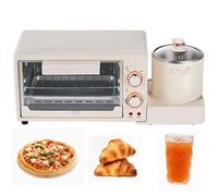 4-In-1 Multifunctional Breakfast Maker, Bake/Grill Machine with 8L Oven & 0.8L Deep Cooking Pot, Stainless Steel Steamer Small Breakfast Machine for Home & Commercial