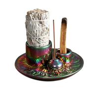 4 in 1 Multifunctional Ceramic Incense and Candle Holder with Ash Catcher Tray Suit for Burning White Sage, Palo Santo Sticks (Colorful)