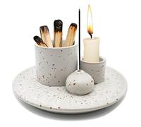 4 in 1 Multifunctional Incense Burner Holder Tray for Burning Sage, Palo Santo Sticks, Insense Sticks, Candle, Incense Cones (White)