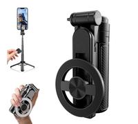 4-in-1 Multifunctional Magnetic Selfie Stick,360° Rotation Phone Selfie Stick Tripod,Magnetic Selfie Stick,Wireless Bluetooth Control Phone Holder for Video Recording&Vlogging-Portable Travel (Black)