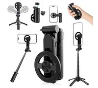 4-in-1 Multifunctional Magnetic Selfie Stick Tripod, 360° Rotation Phone Tripod with Wireless Remote, Phone Stand for Video Recording & Vlogging - Portable Travel
