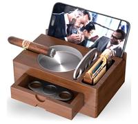 4-In-1 Multifunctional Solid Wood Cigar Box Portable Design, Suitable For Multiple Scenarios, High-End Gift Selection, Perfect Holiday Gift, Elegant Decoration Suitable For Travel (Black Walnut Color)