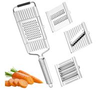 4 in 1 Multipurpose Vegetable Slicer Set, Multi Purpose Handheld Vegetable Slicer and Cutters, Stainless Steel Vegetables Cutter with 4 Interchangeable Blades for Salad Fries Chips and All Vegetable