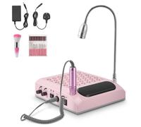 4 in 1 Nail Dust Collector with LED Lamp & 30000RPM, Nail Drill Machine with Adjustable Suction, LCD Display, Reusable Filter for Manicure Pedicure