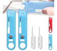 4 In 1 Needle Threader,Quick Automatic Needle Threader for Sewing Machine (Blue+Blue)