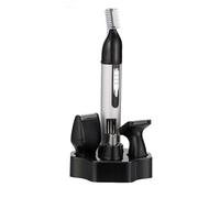 4-in-1 Nose Hair Trimmer Rechargeable, Painless Ear Eyebrow Beard Grooming Kit for Men Women, USB Charging Waterproof with Stand, White