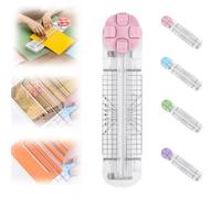 4 in 1 Paper Cutter,4-in-1 Multi-Function Paper Trimmer with Straight, Wave, Perforated & Creasing Blades for Craft Paper, Photo, Postcard Scrapbooking Classroom Cutting Slider Tool(Pink)