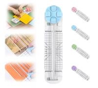 4 in 1 Paper Cutter,4-in-1 Multi-Function Paper Trimmer with Straight, Wave, Perforated & Creasing Blades for Craft Paper, Photo, Postcard Scrapbooking Classroom Cutting Slider Tool(Blue)