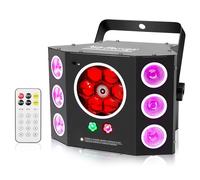 4-in-1 Party Light: DJ Disco Strobe Bee-Eyes Wash With Red Green Beam Gobos Effect, 16 Channel DMX, Sound Activated for Christmas Halloween