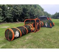 4 in 1 Pet Cat and Dog Tunnel Tent with Cat Tunnel DIY in Multiple Foldable Pet Tent Outdoor Pop Up Pet Playpen Cage Fences House (Style 4)