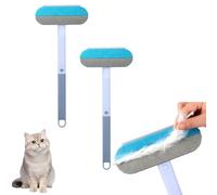 4-in-1 Pet Hair Remover, Multifunctional Fur Removal Tool with Extra Long Handle, Efficient Pet Hair Brush for Dogs and Cats, Removes Shed Fur from Furniture, Carpets, and Clothing (Blue 2PCS)