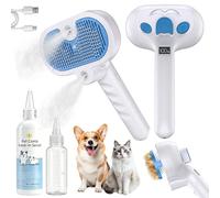 4-in-1 Pet Steam Brush for Dog & cat brush for shedding, Spray Hair Removal Comb with Waterless Shampoo-Self-cleaning Pet Grooming Tool for Shedding, Anti-Static & Skin-Friendly