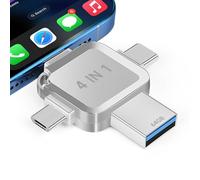 4-in-1 Photo Stick for iPhone 64GB,Universal Photo Backup Stick USB Flash Drive with Lightning+Micro USB+Type-C+USB Memory Sticks Thumb Drives (64, GB)