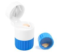 4 in 1 Pill Crusher Grinder and Cutter with Storage Box, Stainless Steel Blade Grinding Head for Fine Powder Pet & Elderly Tablet Splitter Portable Medicine Crusher for Small/Large Pills(Blue)
