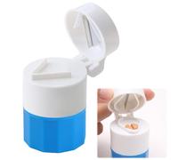 4-in-1 Pill Crusher, Tablet Cutter Splitter Grinder with Storage Box Stainless Steel Grinding Head Portable Cutter for Tablets Small Pills Elderly Kids Pets Travel Home Use Blue