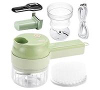 4-in-1 Portable Electric Vegetable Chopper - Electric Vegetable Slicer Cutter Set | Multifunctional Garlic Crusher Food Processor for Meat Onion Pepper Potato Chicken Salad Kitchen Meal Prep