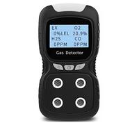 4 in 1 Portable Gas Detector O2 CO H2S LEL Rechargeable Analyzer with Voice and Visual Alarms LCD Display Personal Security