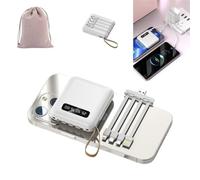 4-in-1 Power Bank Fast Charging, Portable Charger Compatible with All Devices, Mini Travel Battery Pack with Detachable Cables, 20000mah Small Chubby Powerbank for Cell Phone & Laptop