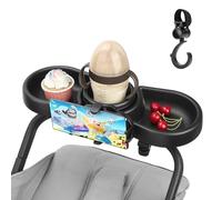 4 in 1 Pram Cup Holder Universal, MYPIN Pram Snack Tray, Removable Stroller Cup Holder, Stroller Snack Tray, Phone Holder, 360 Degree Rotation for Pram, Pushchair