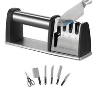 4-in-1 Professional Knife and Scissors Sharpener, Manual Kitchen Sharpening Tool, 8.5 Inch Length