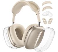 【4 in 1】Protective Kit for AirPods Max Case Cover, Clear TPU Ear Cups Cover + Silicone Ear Pads Case + Headband Covers, Transparent Silicone Accessories for Apple AirPods Max USB-C (2024/2020), Stone