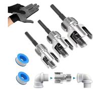 4-in-1 PVC Pipe Threader Kit, 1/2" 3/4" 1" Internal & External Threading Tool with Carbon Steel Dies, Manual Pipe Threading Wrench for Plumbing Repair & Conduit Installation(1/2"+3/4"+1")