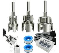 4 in 1 PVC Pipe Threading Tool, 1/2" 3/4" 1" NPT Thread Cutting Die Set, Carbon Steel Pipe Threading Wrench, Water Pipe Threading Kit for Plumbing Installation, Repair & DIY Projects