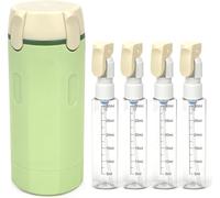 4-in-1 Refillable Travel Bottles Dispenser, Leak-Proof Portable Toiletry Containers, Reusable Travel Essentials for Shampoo, Lotion, Conditioner & Cream(Green)