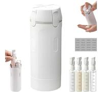 4-in-1 Refillable Travel Bottles for Toiletries Set | Leak-Proof Push-Down Dispenser Bottles | TSA Compliant Portable Containers for Shampoo, Conditioner, Lotion & Body Wash (White)