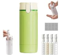 4-in-1 Refillable Travel Bottles for Toiletries Set | Leak-Proof Push-Down Dispenser Bottles | TSA Compliant Portable Containers for Shampoo, Conditioner, Lotion & Body Wash (Green)