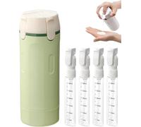 4 in 1 Refillable Travel Dispenser Bottles,Portable Essentials Leak Proof Refillable Travel Containers,Travel Bottles for Toiletries,Reusable Containers for Shampoo Lotion Conditioner Cream (Green)