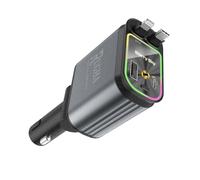 4 in 1 Retractable Car Charger with Starry Sky Light, 180° Adjustable Fast USB-C Charger Compatible with iPhone 16/15/14/13/12, Galaxy S24/S23, Android Devices - for Cars, SUVs, Trucks, RVs