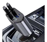 4-in-1 Retractable Fast Car Charger 120W Peak | Dual USB-C & USB-A PD/QC | LED Display | Universal In-Car Phone Charger for iPhone 16 15 14, Samsung S24, iPad, Android Tablets