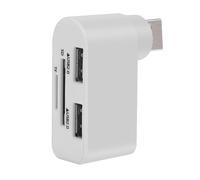 4 in 1 Rotatable USB Hub - 4.5x5.5x2cm 3-Port USB 2.0 Expansion Adapter, 480Mbps High Speed Multifunction Card | to Three Port Dock Splitter Reader, Expansion Hub,