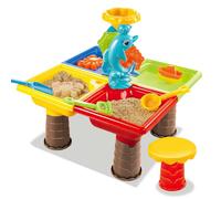 4-in-1 Sand and Water Table, 25 Piece Outdoor Toys Garden Multifunction Play Station Desk, Kids Activity Table, Garden Sandpit Play Set Beach Toy Moulds, Colorful