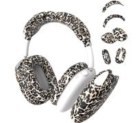 4 in 1 Silicone Case Cover Compatible with Apple Airpods Max Headphones(2024/2020), Printed Ear Pad Case Cover Ear Cups Cover and Headband Cover Headband Pad Accessories (Leopard)