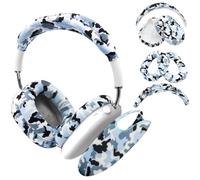 4 in 1 Silicone Case Cover Compatible with Apple Airpods Max Headphones(2024/2020), Printed Ear Pad Case Cover Ear Cups Cover and Headband Cover Headband Pad Accessories (Camouflage Blue)